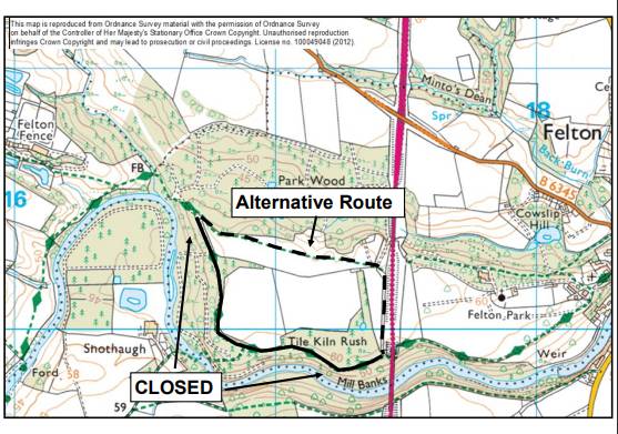 Park Wood map diversion at Felton
