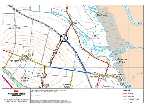 Map diversion for Fenham Hill Foot crossing closure